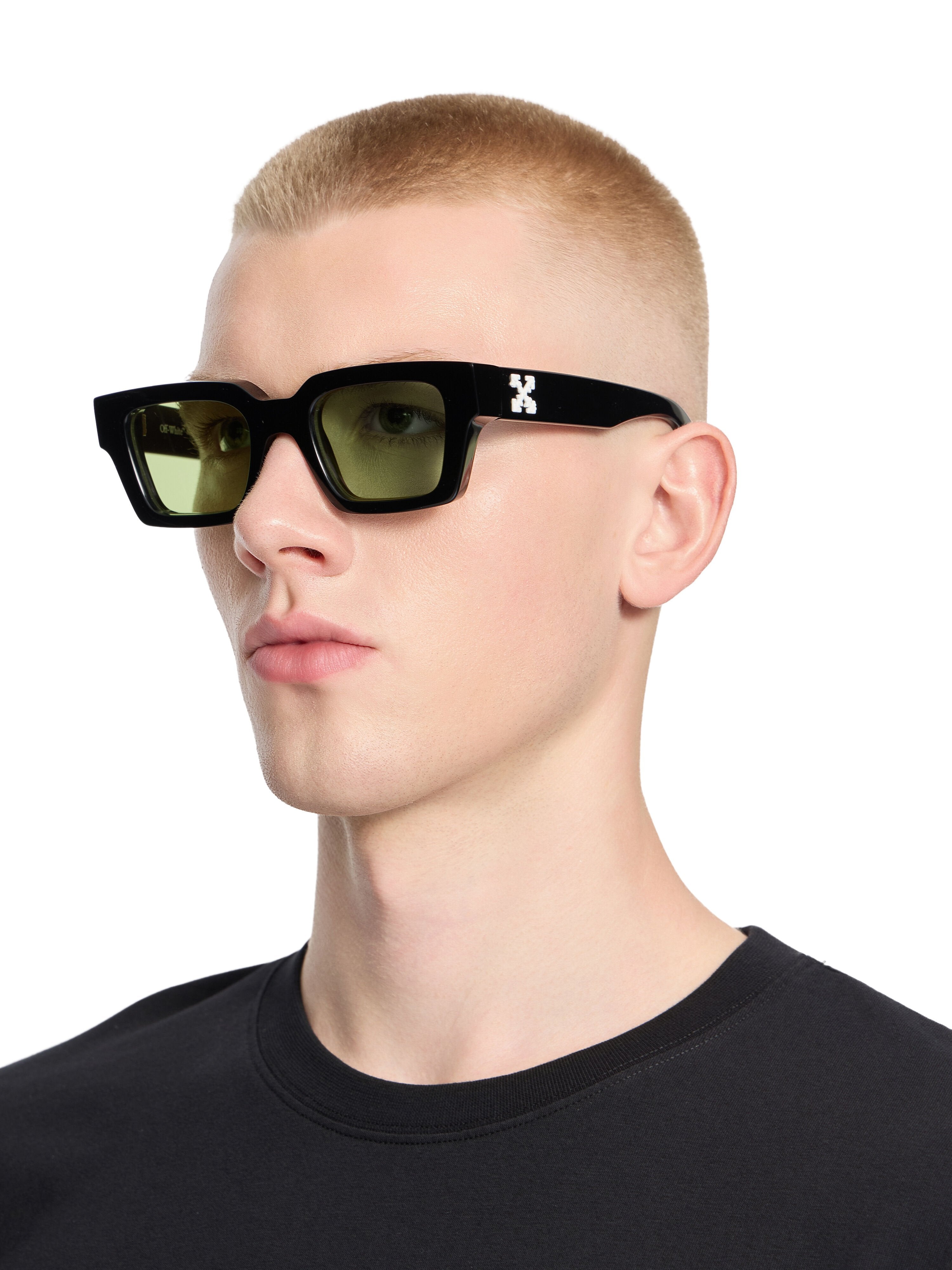Off-White Virgil Light Green Lens Sunglasses - indossato